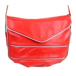 Bettina ITALY RED GENUINE LEATHER FLAP SHOULDER BAG HANDBAG X-BODY PURSE